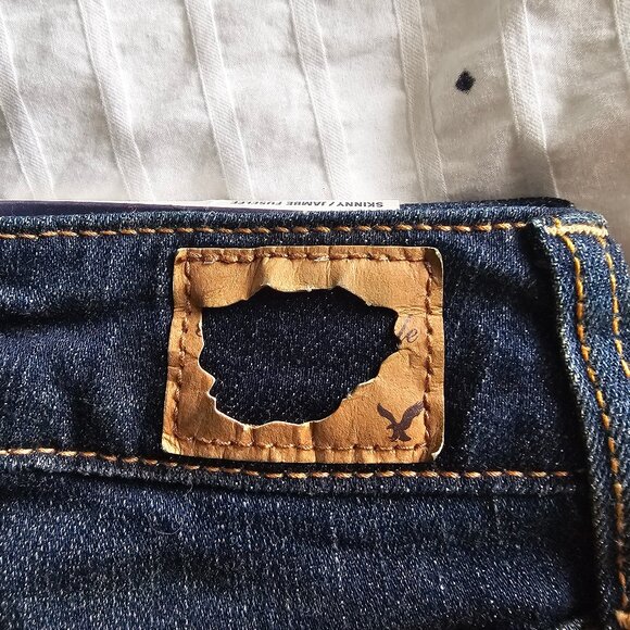 American Eagle Low Rise Patchwork Skinny Jeans - 2012 - Dark Wash - Sz 00 Reg - Picture 8 of 16